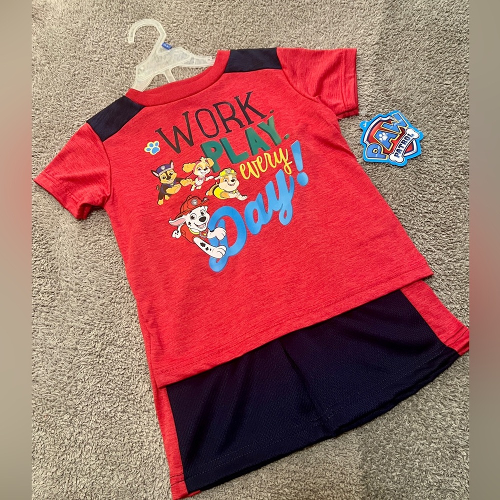 Paw Patrol Red and Navy Blue Kids T-shirt & shorts set